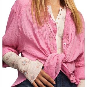Free people Clemence Button-Down Top XS/TP